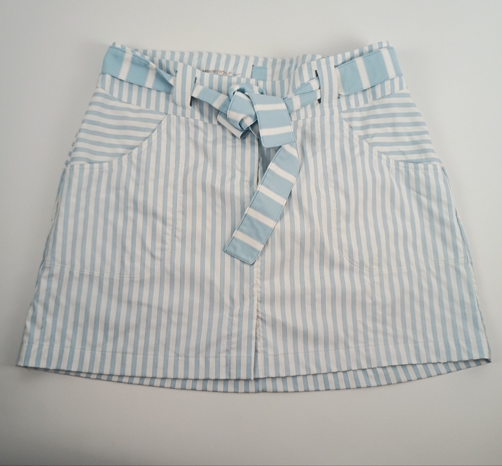 Nike Light Blue and White Striped Mini Skirt with Tie